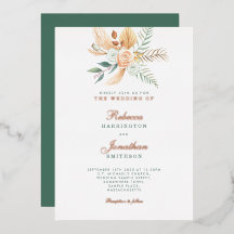 Boda Boho Floral Rustic Green Gold Bronze