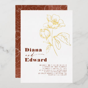Invitación Con Relieve Metalizado Boda Boho Minimalista en Terracota Blanca
