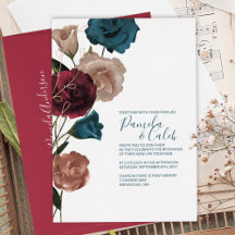 Boda Boho Rosa Dorado, Verde Azul, Burgundy