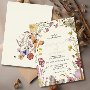 Invitación Con Relieve Metalizado Boda Boho Wildflower de Bohemia
