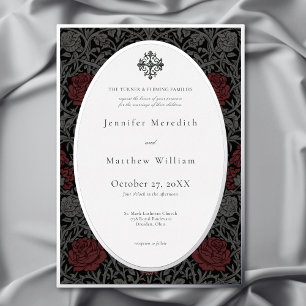 Invitación Con Relieve Metalizado Boda Botánica Gótica Vintage Elegante y Melancólic
