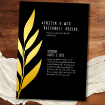Boda Botánica Vintage Boho con Hoja de Oro Negro
