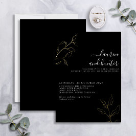 Invitación Con Relieve Metalizado Boda botánico de escritura blanca moderna en blanc