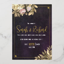 Boda botánico de terciopelo negro de lujo Art Deco