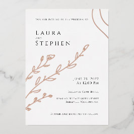 Invitación Con Relieve Metalizado Boda botánico elegante y moderno