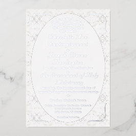 Invitación Con Relieve Metalizado Boda católico vintage White Lace