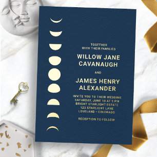 Invitación Con Relieve Metalizado Boda Celestial
