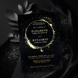 Invitación Con Relieve Metalizado Boda Celestial Elegante Caprichosa de Oro