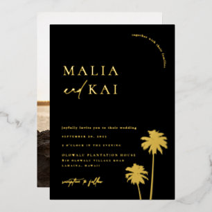 Invitación Con Relieve Metalizado Boda Chic Contemporánea Costera