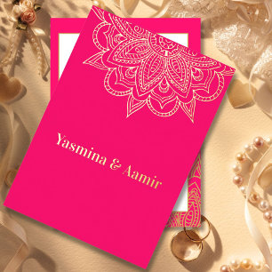 Invitación Con Relieve Metalizado Boda Chic Formal de Estilo Indio Rosa Dorado