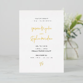 Invitación Con Relieve Metalizado Boda Chic Moderno en Blanco y Negro Save the Date