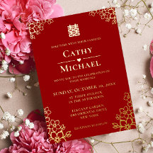 Boda china floral roja flor de cerezo