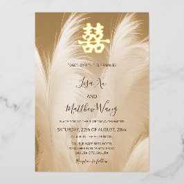 Invitación Con Relieve Metalizado Boda chino pekinés