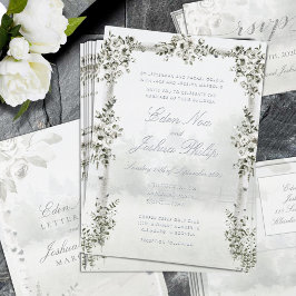 Invitación Con Relieve Metalizado Boda Chuppah Bosque de Abedules