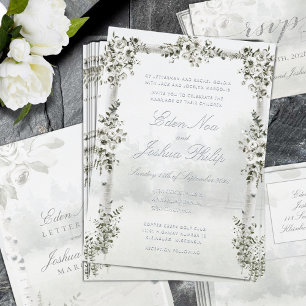 Invitación Con Relieve Metalizado Boda Chuppah Bosque de Abedules