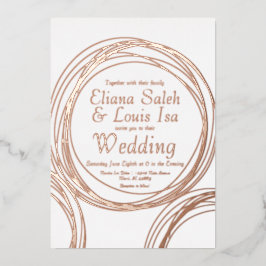 Invitación Con Relieve Metalizado Boda Circular Abstract Oro Prensado 