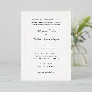 Invitación Con Relieve Metalizado Boda clásica atemporal en la frontera