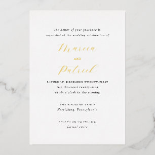 Invitación Con Relieve Metalizado Boda clásica de blanco y negro elegante