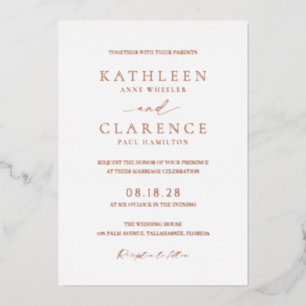 Invitación Con Relieve Metalizado Boda clásica elegante