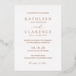 Invitación Con Relieve Metalizado Boda clásica elegante