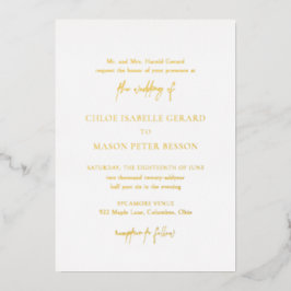 Invitación Con Relieve Metalizado Boda clásica elegante