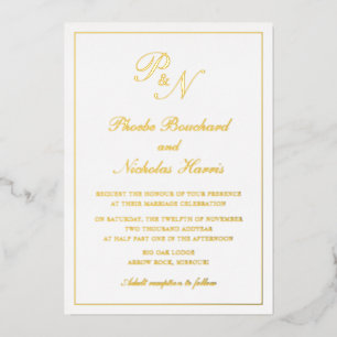 Invitación Con Relieve Metalizado Boda Clásica Elegante