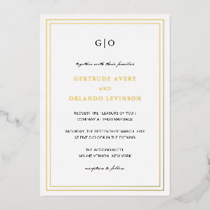 Invitación Con Relieve Metalizado Boda clásica elegante