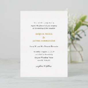 Invitación Con Relieve Metalizado Boda Clásica Elegante