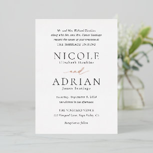 Invitación Con Relieve Metalizado Boda clásica elegante en blanco y negro