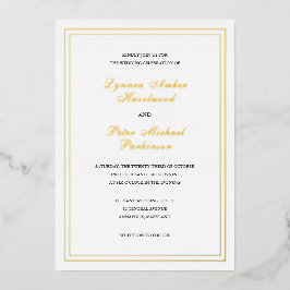 Invitación Con Relieve Metalizado Boda clásica elegante en blanco y negro