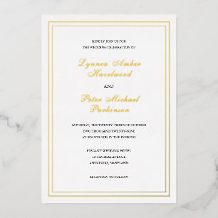 Invitación Con Relieve Metalizado Boda clásica elegante en blanco y negro