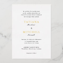 Invitación Con Relieve Metalizado Boda clásica elegante en blanco y negro