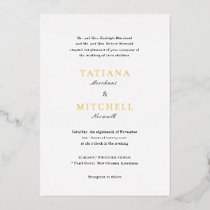 Invitación Con Relieve Metalizado Boda clásica elegante en blanco y negro