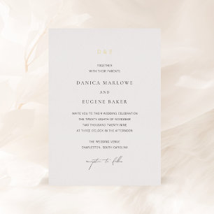 Invitación Con Relieve Metalizado Boda clásica elegante en blanco y negro