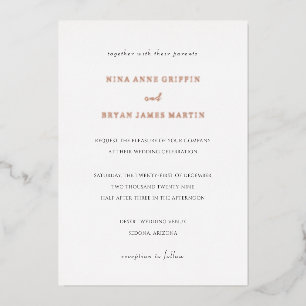 Invitación Con Relieve Metalizado Boda Clásica Elegante Simple