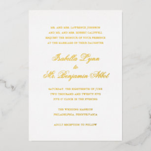 Invitación Con Relieve Metalizado Boda clásica formal elegante