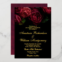 Boda Clásica Gótica Elegante Floral Negra y Dorada