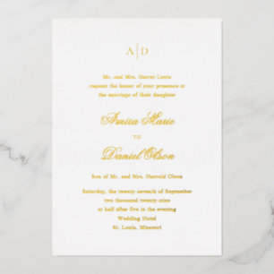 Invitación Con Relieve Metalizado Boda Clásica Limpia