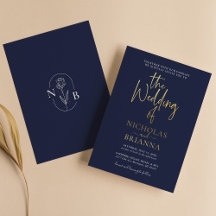 Boda Clásica Minimalista Moderna Azul Marino