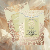 Boda Clásica Monograma Boho RosaOro Polvoriento