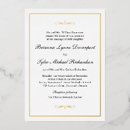 Invitación Con Relieve Metalizado Boda Clásica Simple y Elegante
