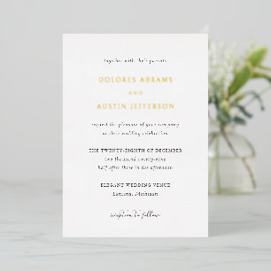 Invitación Con Relieve Metalizado Boda Clásica Simple y Elegante