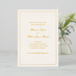 Invitación Con Relieve Metalizado Boda Clásica sin Fecha Límite de Guarda y Comparte