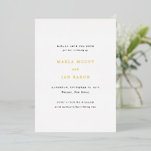 Invitación Con Relieve Metalizado Boda Clásica Tradicional Guardar la Fecha