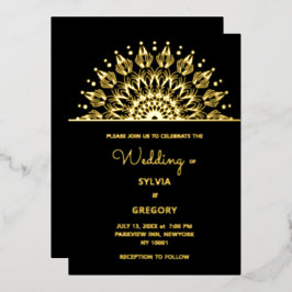 Invitación Con Relieve Metalizado Boda clásico elegante de Mandala