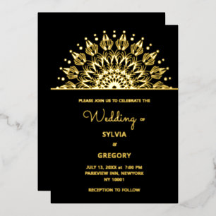 Invitación Con Relieve Metalizado Boda clásico elegante de Mandala