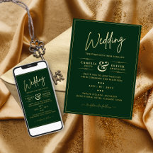 Boda clásico elegante verde RELIEVE METALIZADO DOR