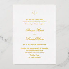 Invitación Con Relieve Metalizado Boda clásico limpio