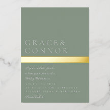 Boda clásico moderno Sage Green Gold Stripe