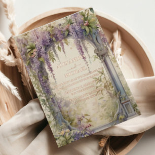 Invitación Con Relieve Metalizado Boda con Arco de Wisteria Romántica